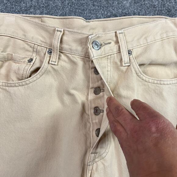 Vintage Levis 501XX Jeans Men 32 Light Beige Straight Overlock Stitch Button Fly - Picture 4 of 16